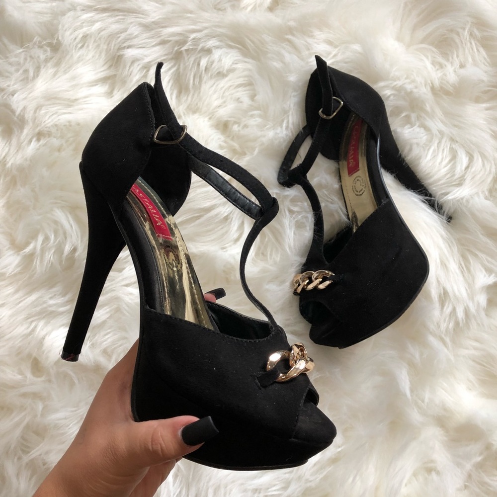 Black night out platforms heels